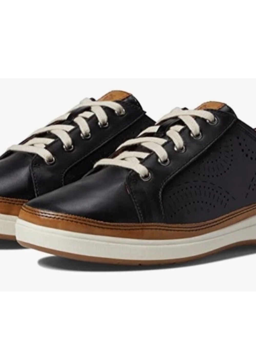 Women’s Black & Tan Low-Top Leather Sneakers